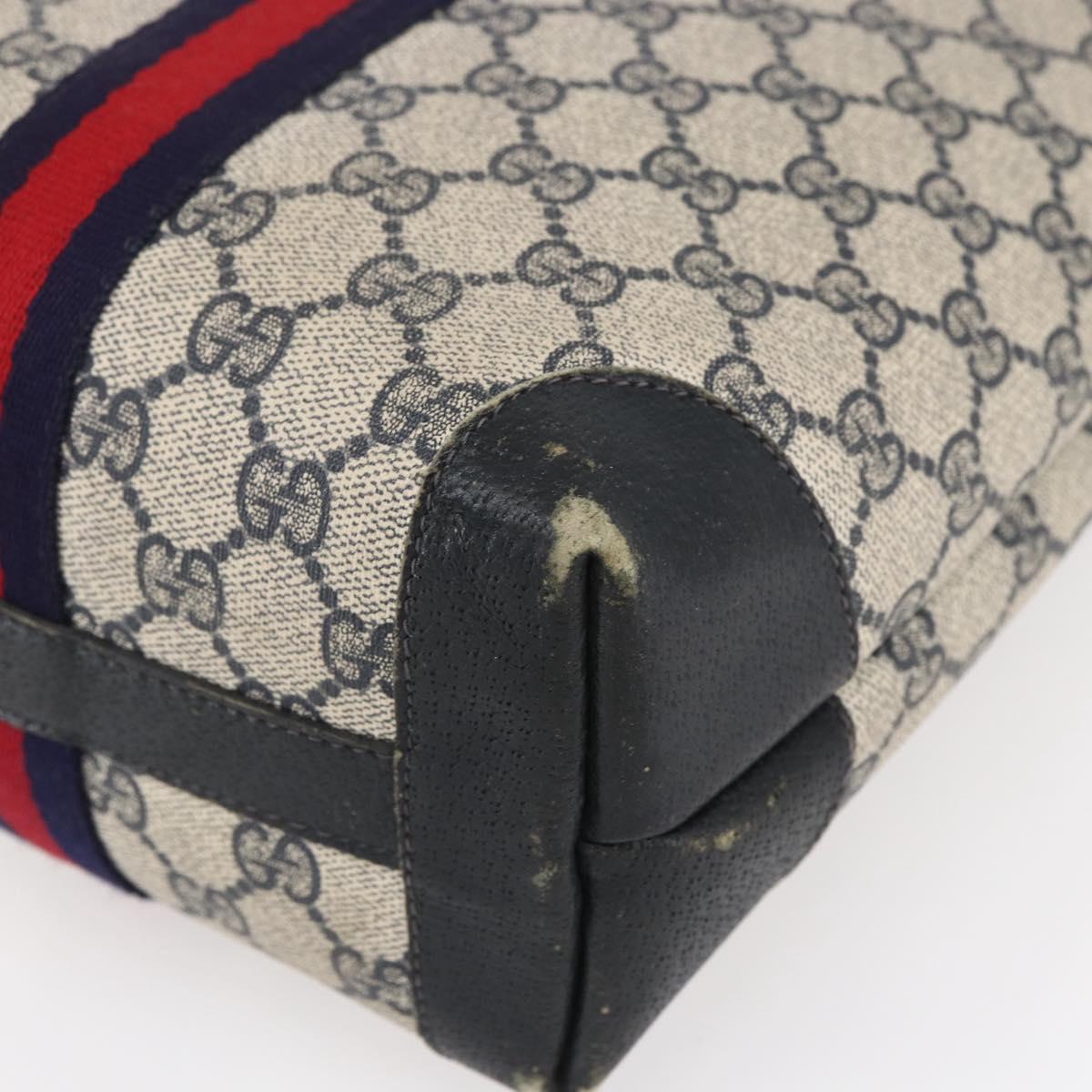 GUCCI GG Supreme Sherry Line Tote Bag PVC Navy Red Auth ep12033
