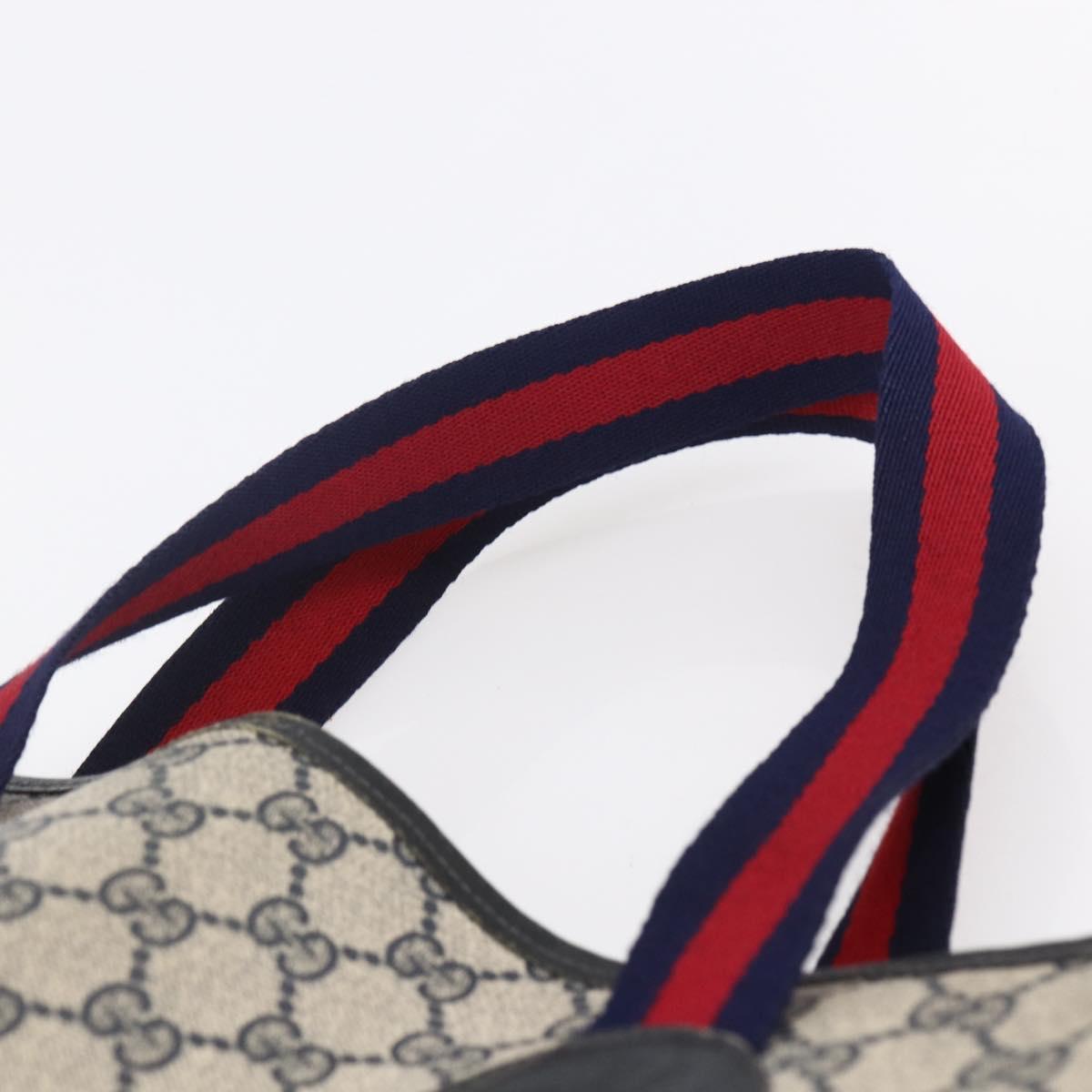 GUCCI GG Supreme Sherry Line Tote Bag PVC Navy Red Auth ep12033