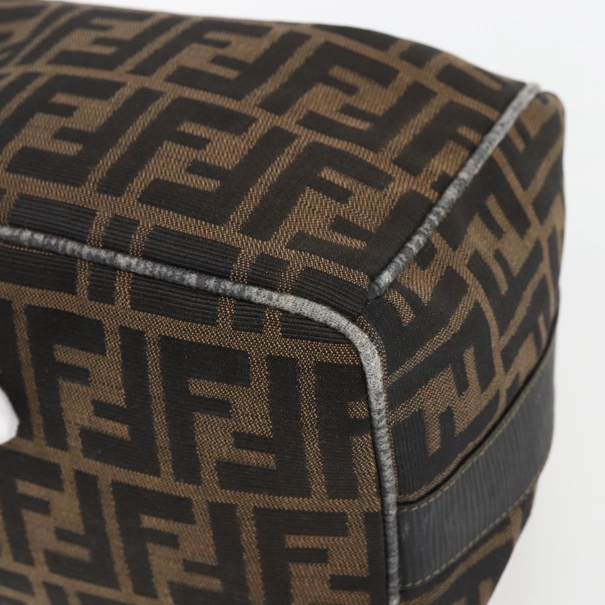 FENDI Zucca Canvas Vanity Hand Bag Black Brown gold Auth ep12035