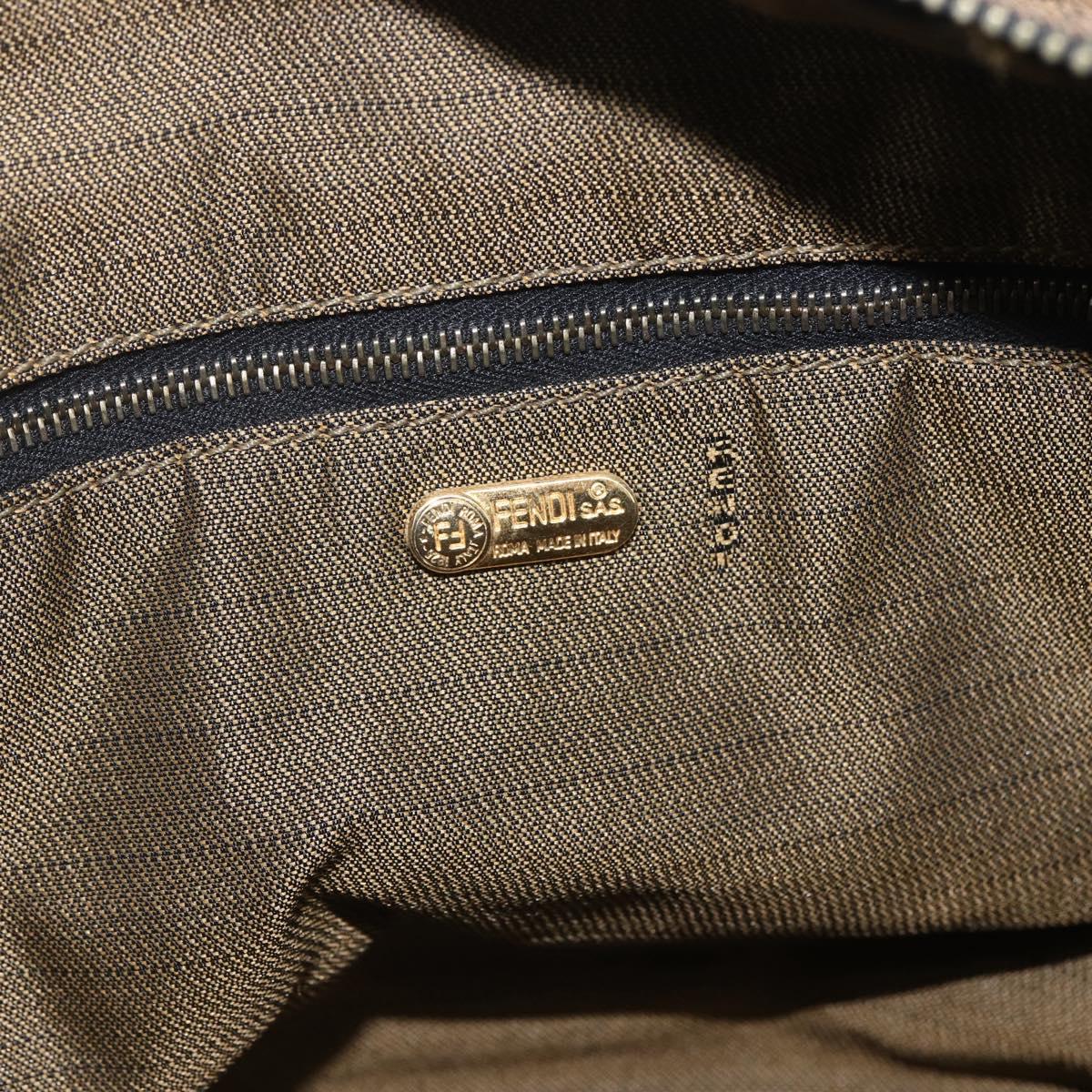 FENDI Zucca Canvas Vanity Hand Bag Black Brown gold Auth ep12035