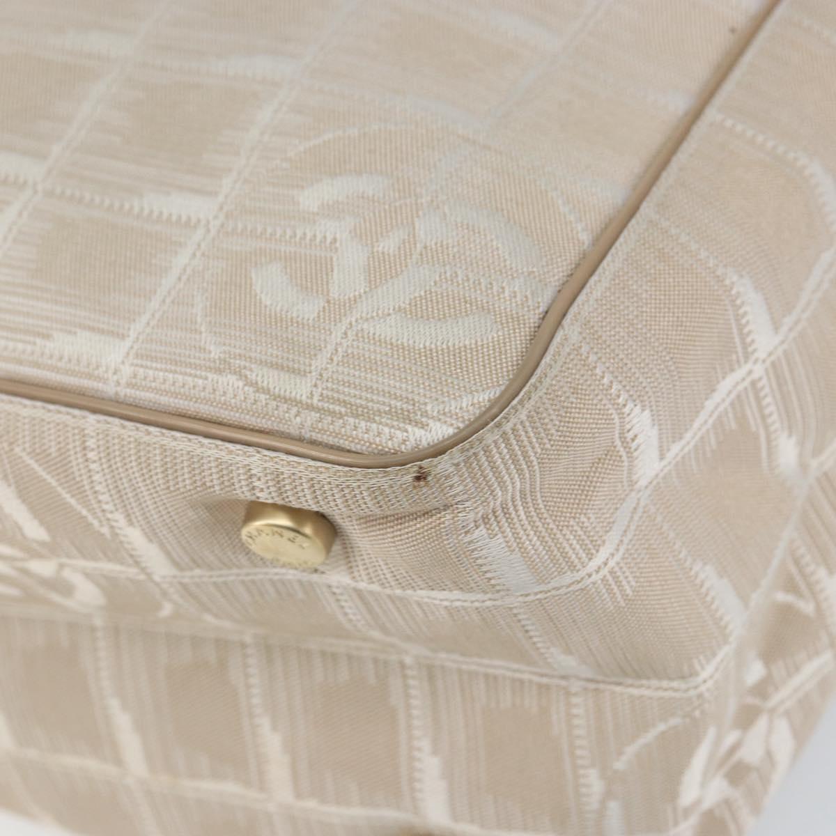 CHANEL New Travel Line Tote Bag Nylon Beige Gold CC Auth ep12037