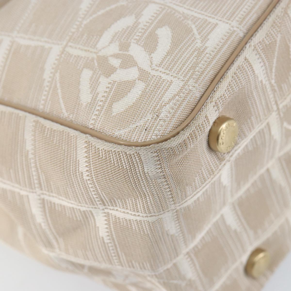 CHANEL New Travel Line Tote Bag Nylon Beige Gold CC Auth ep12037