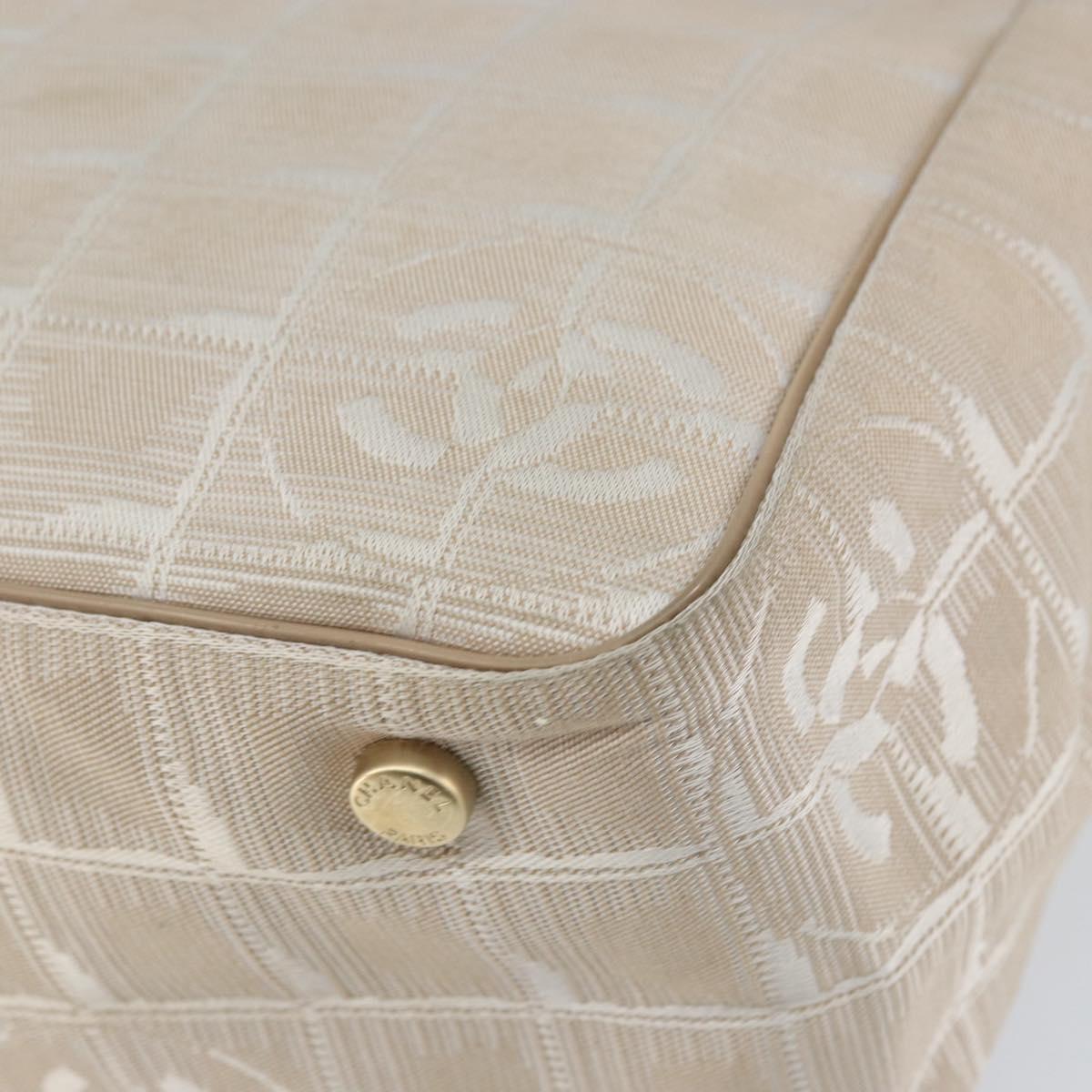 CHANEL New Travel Line Tote Bag Nylon Beige Gold CC Auth ep12037