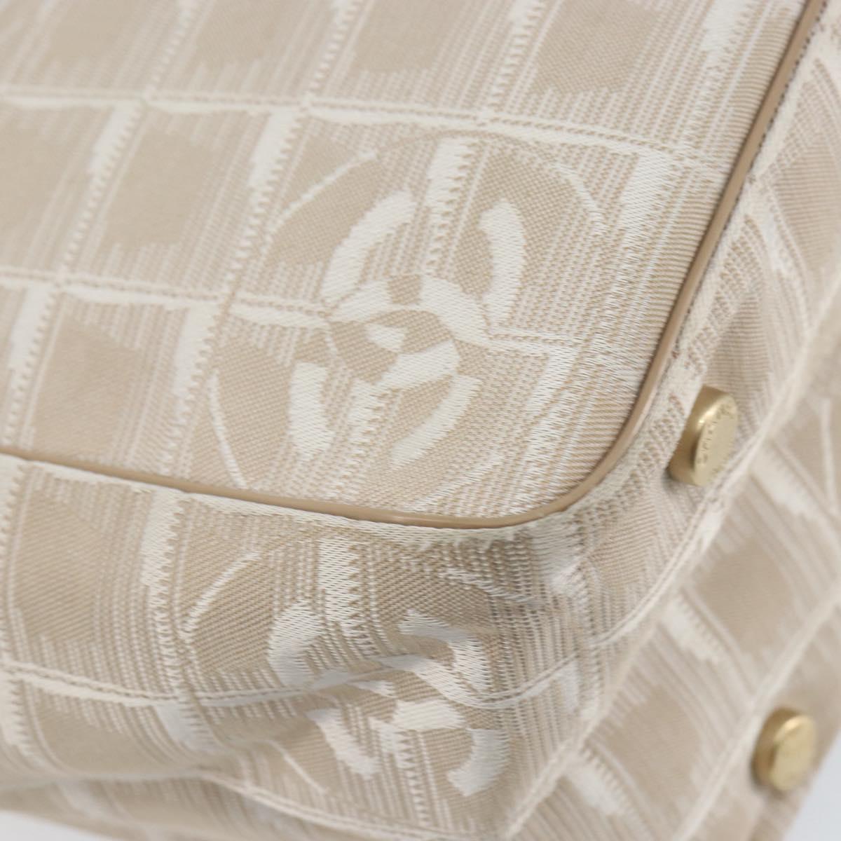 CHANEL New Travel Line Tote Bag Nylon Beige Gold CC Auth ep12037