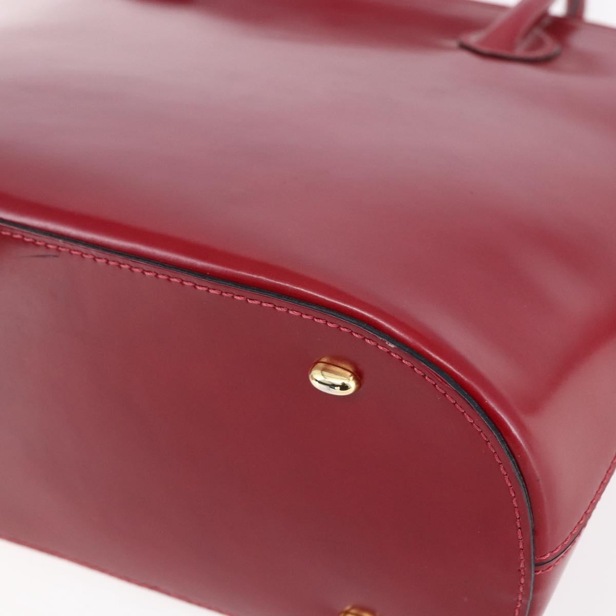 CELINE Hand Bag Leather 2way Red Gold Auth ep12038