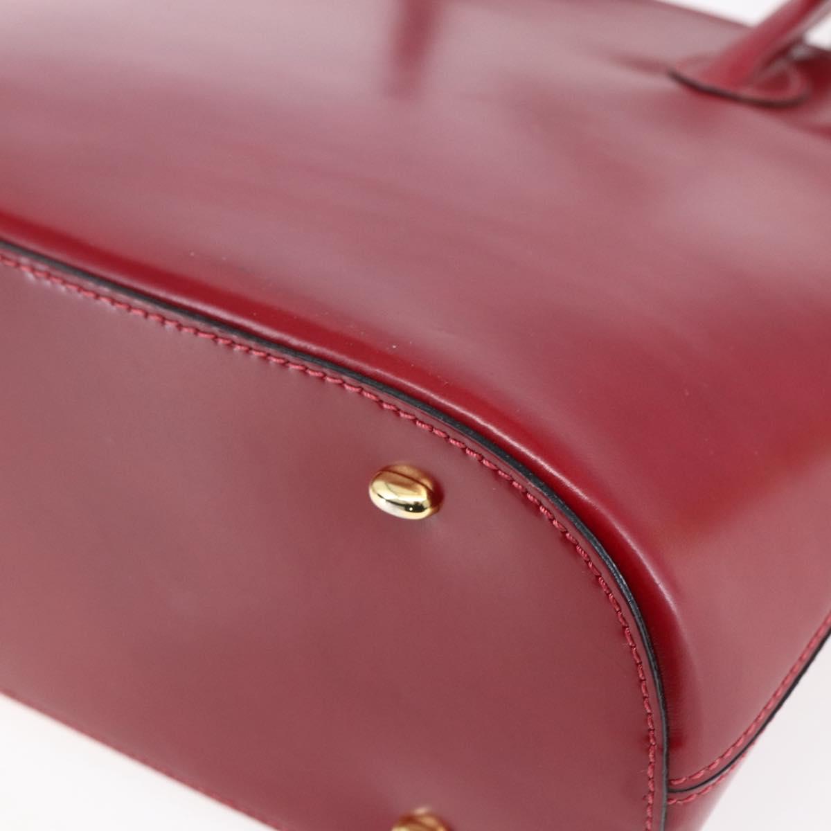 CELINE Hand Bag Leather 2way Red Gold Auth ep12038