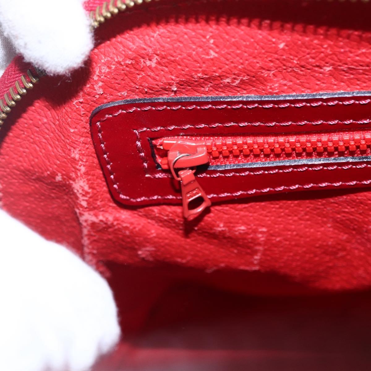 CELINE Hand Bag Leather 2way Red Gold Auth ep12038