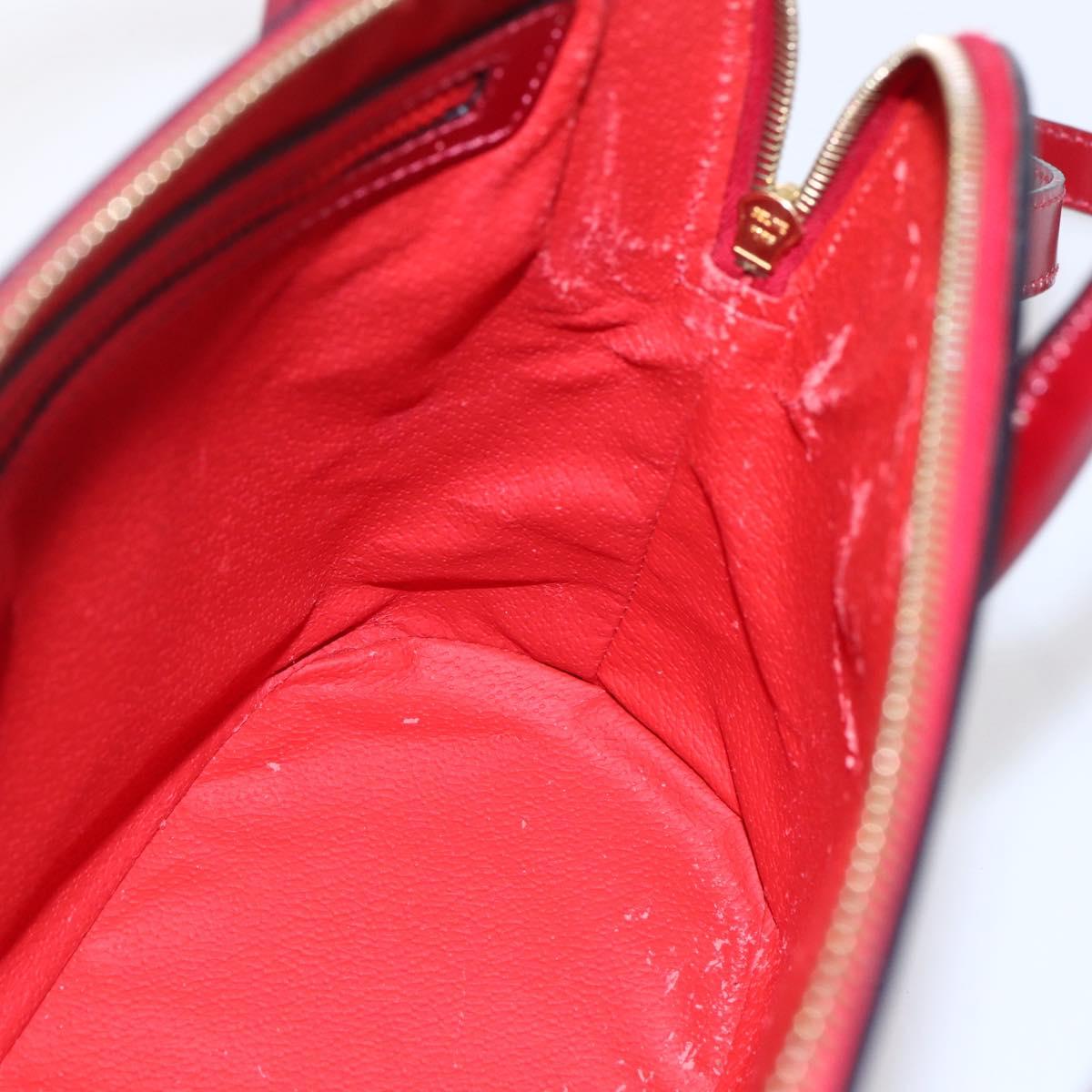 CELINE Hand Bag Leather 2way Red Gold Auth ep12038