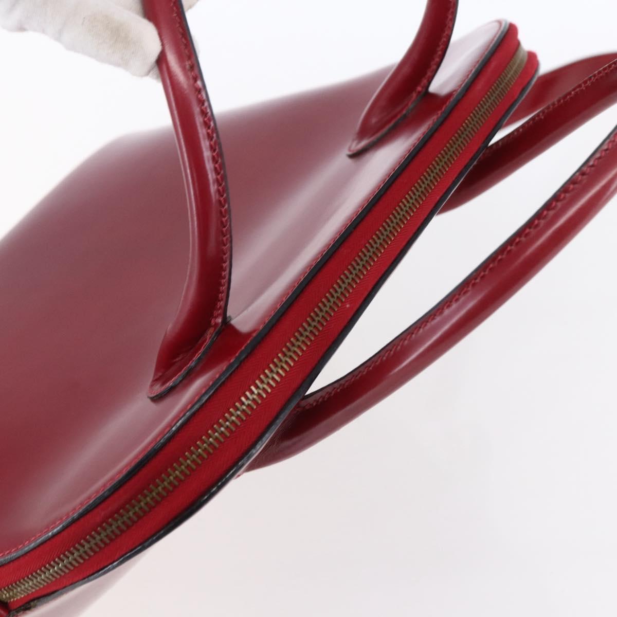 CELINE Hand Bag Leather 2way Red Gold Auth ep12038