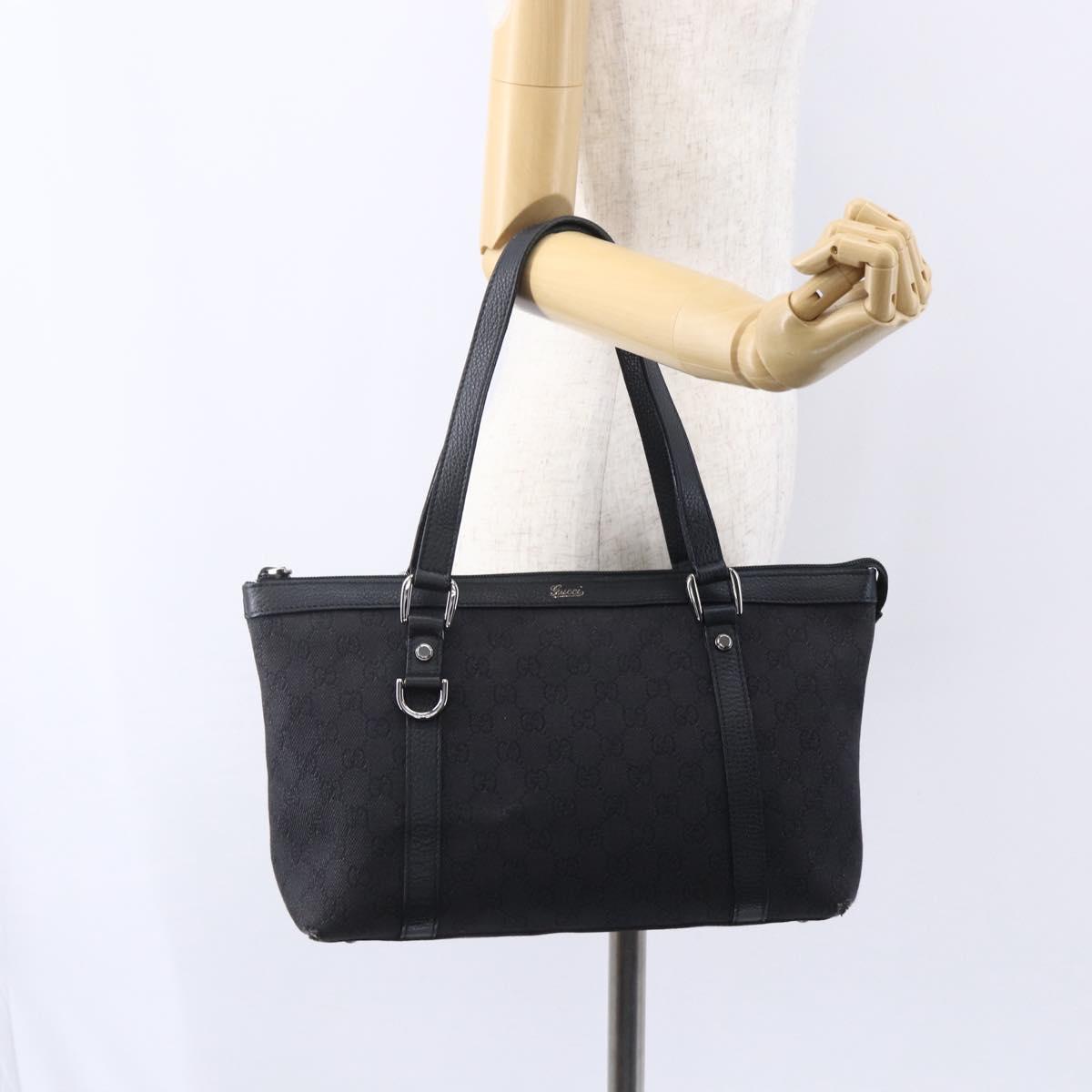 GUCCI GG Canvas Abbey Tote Bag Outlet Black Silver 268640 Auth ep12041