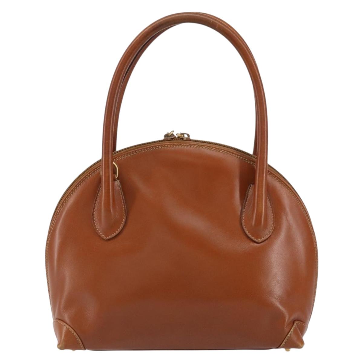 GUCCI Bamboo Hand Bag Leather Brown Gold Auth ep12042