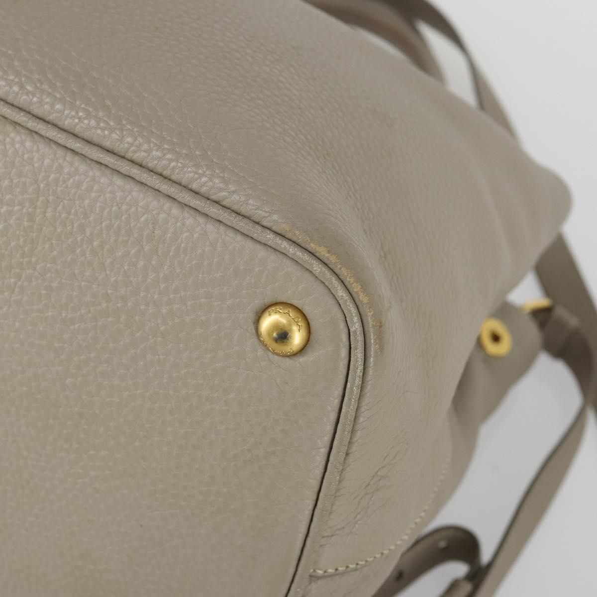 PRADA Hand Bag Leather 2way Gray Gold Auth ep12049