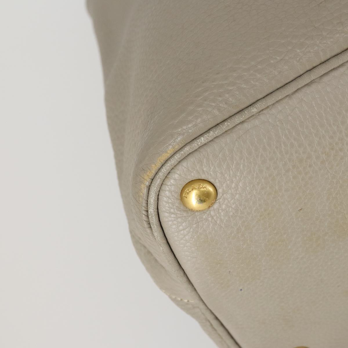 PRADA Hand Bag Leather 2way Gray Gold Auth ep12049