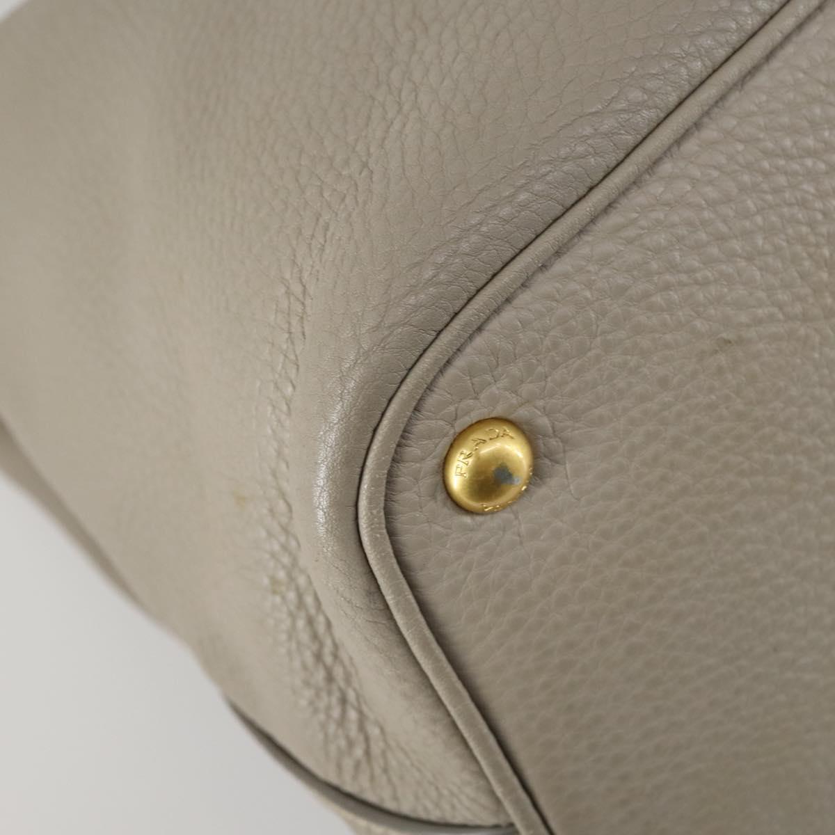 PRADA Hand Bag Leather 2way Gray Gold Auth ep12049