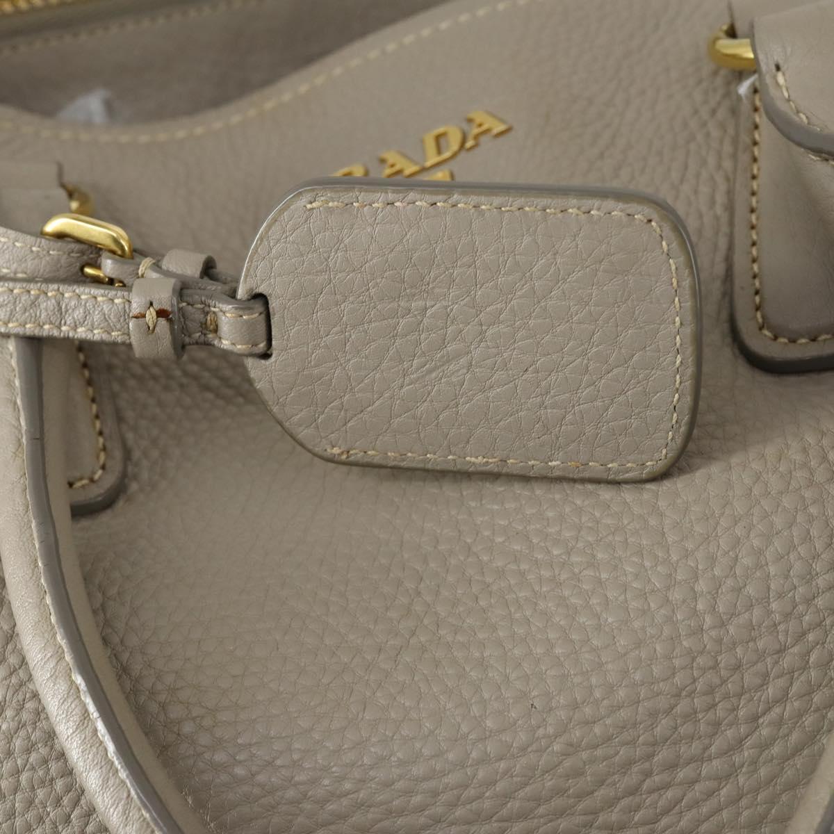 PRADA Hand Bag Leather 2way Gray Gold Auth ep12049