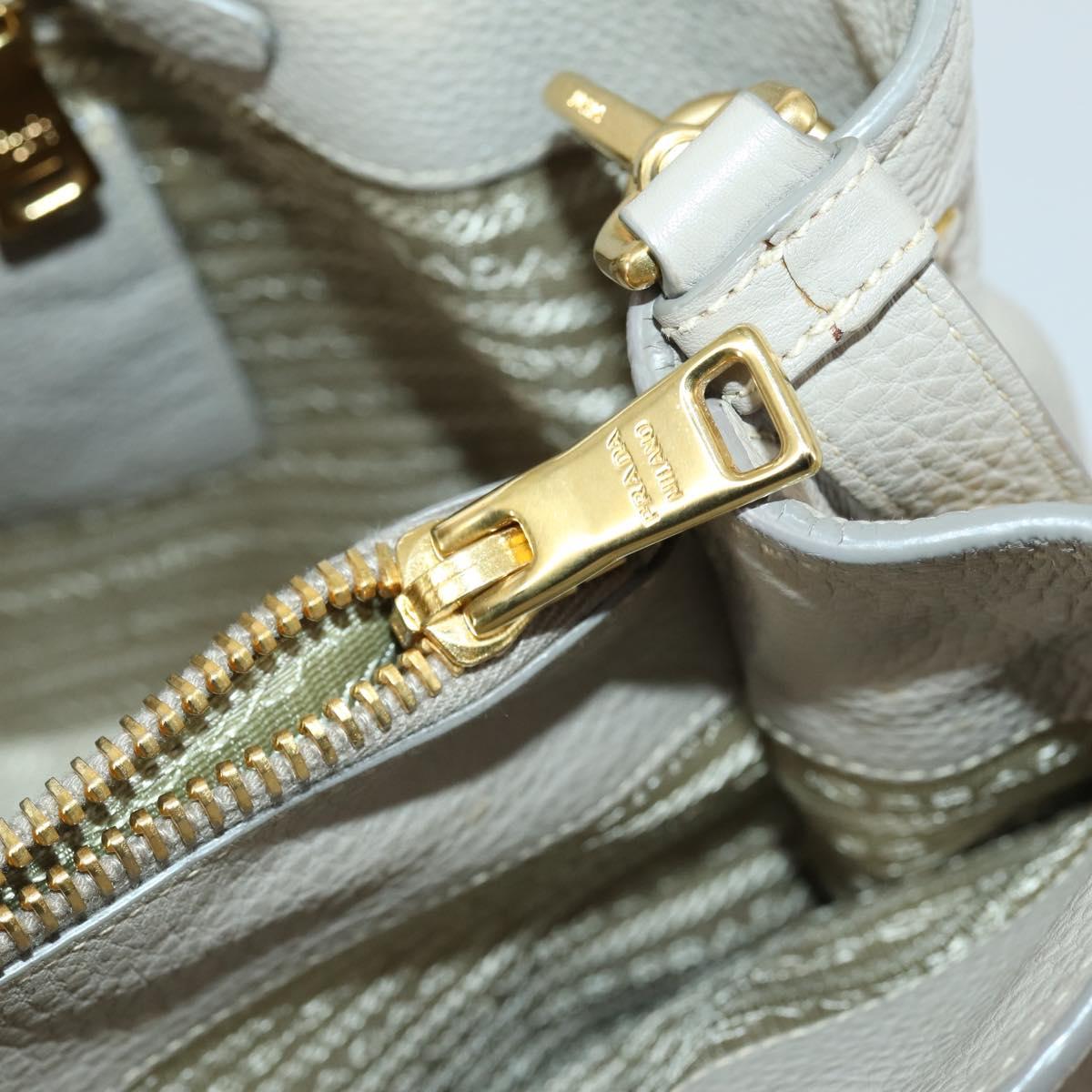PRADA Hand Bag Leather 2way Gray Gold Auth ep12049