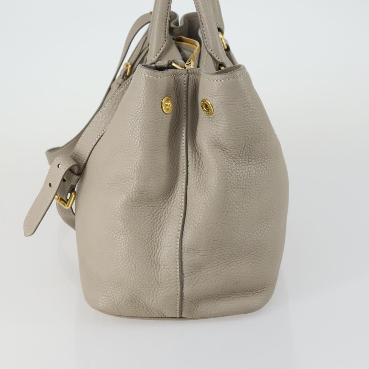 PRADA Hand Bag Leather 2way Gray Gold Auth ep12049