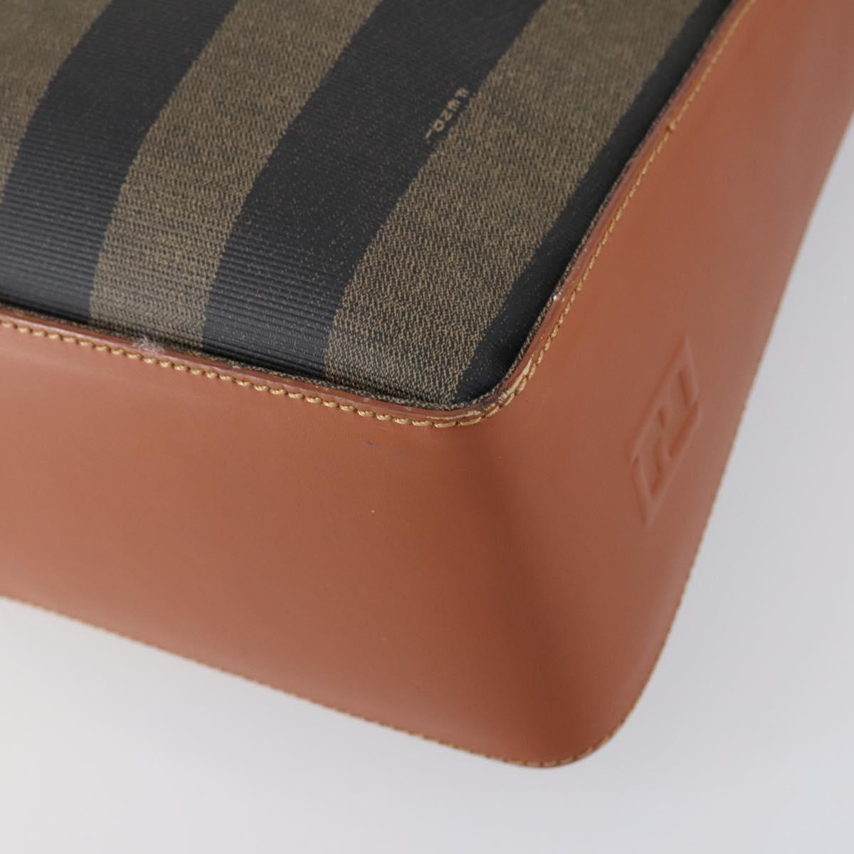 FENDI Pecan Canvas Tote Bag Brown Black Auth ep12054