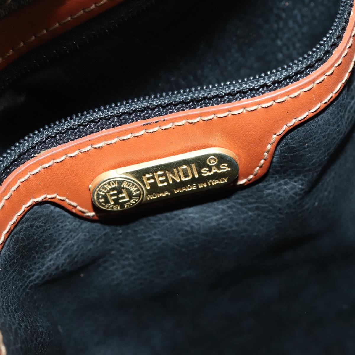 FENDI Pecan Canvas Tote Bag Brown Black Auth ep12054