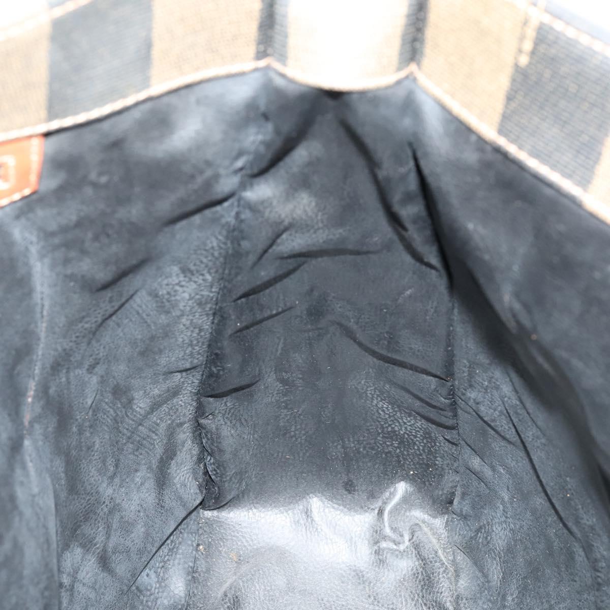 FENDI Pecan Canvas Tote Bag Brown Black Auth ep12054