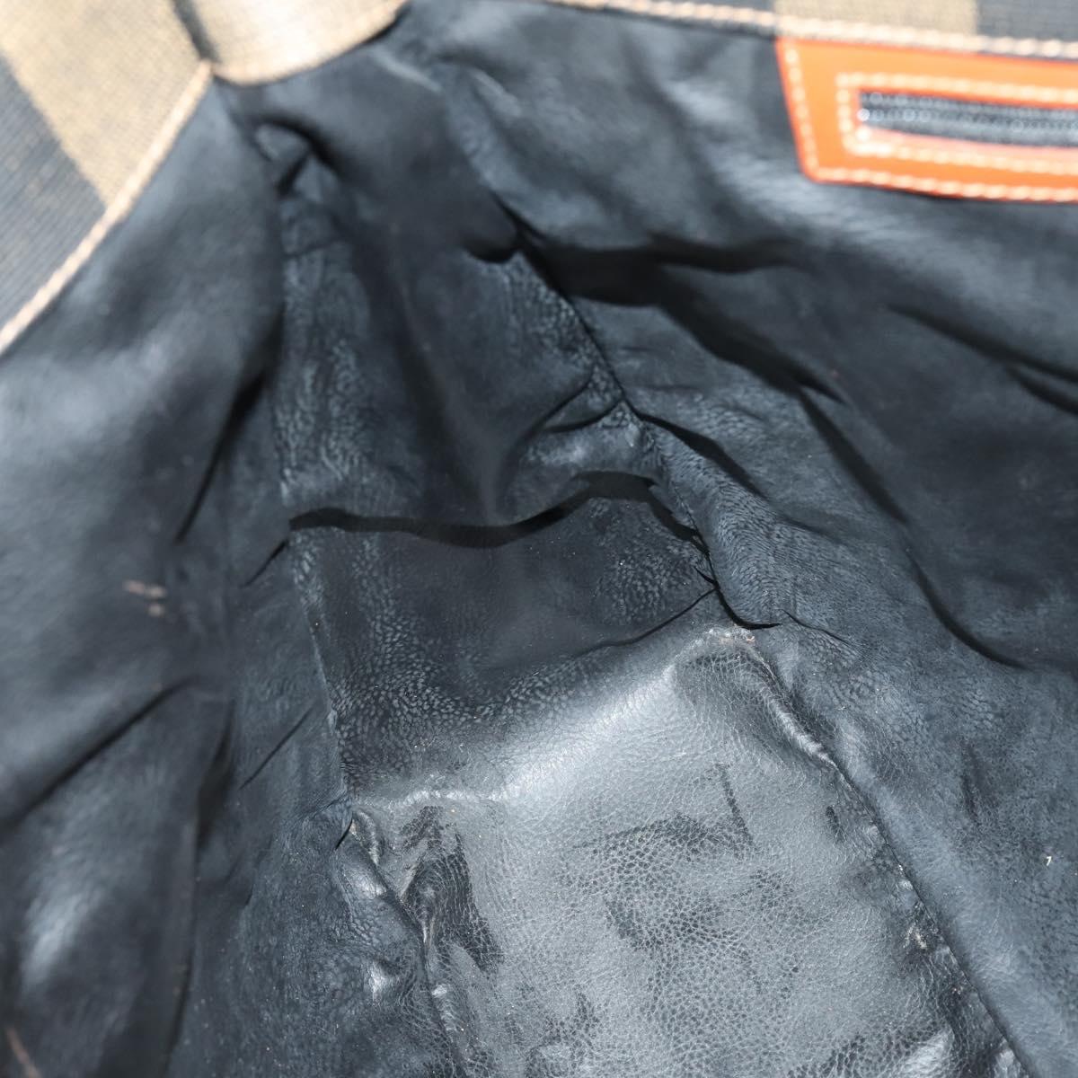 FENDI Pecan Canvas Tote Bag Brown Black Auth ep12054