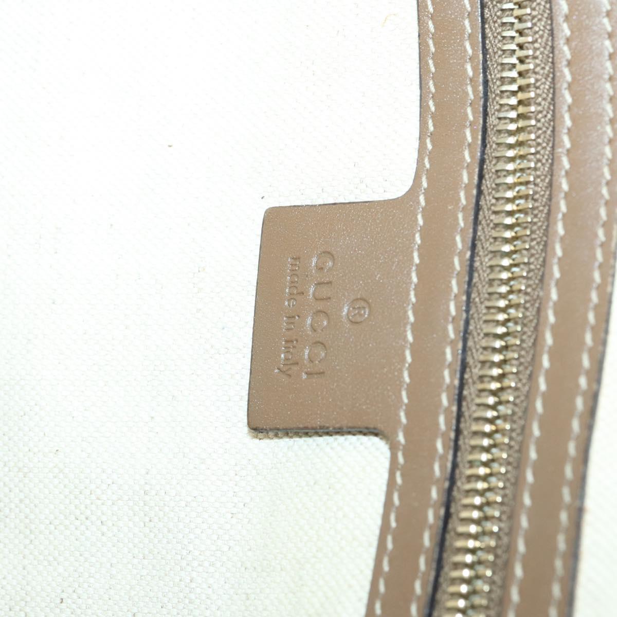 GUCCI Flora Tote Bag Canvas Leather White Gold 247209 Auth ep12057