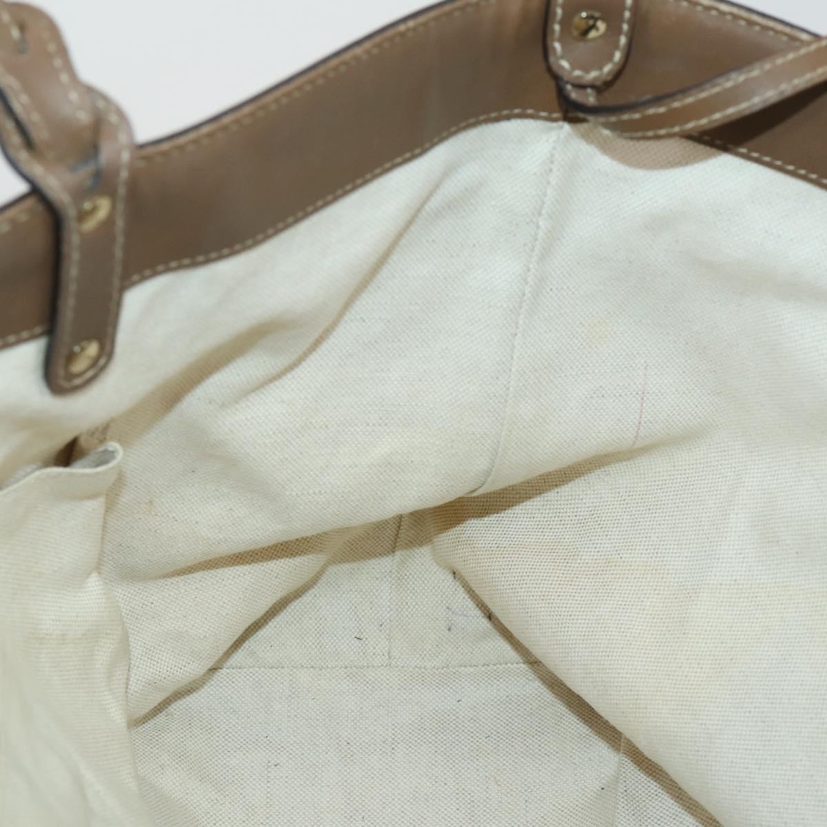 GUCCI Flora Tote Bag Canvas Leather White Gold 247209 Auth ep12057