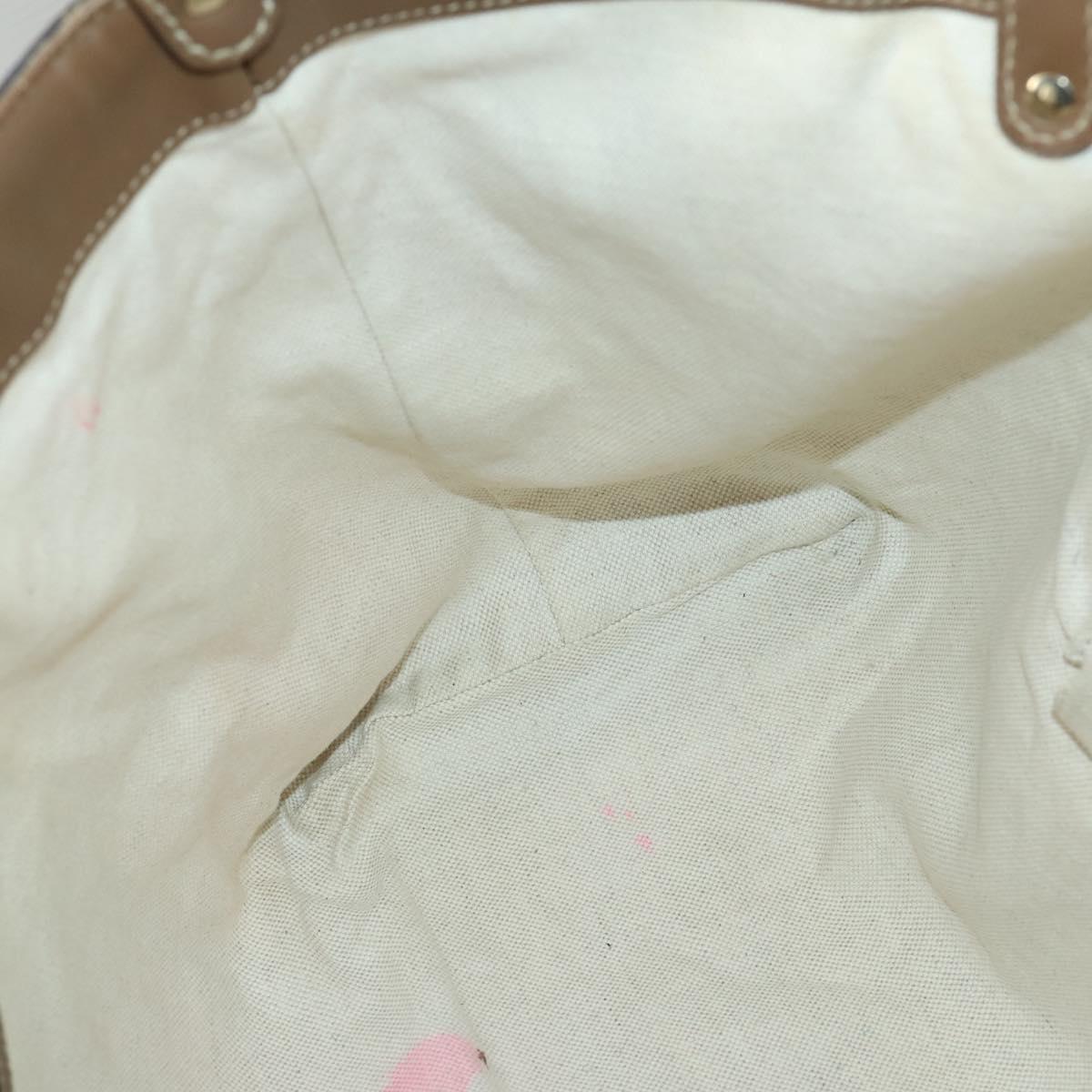 GUCCI Flora Tote Bag Canvas Leather White Gold 247209 Auth ep12057