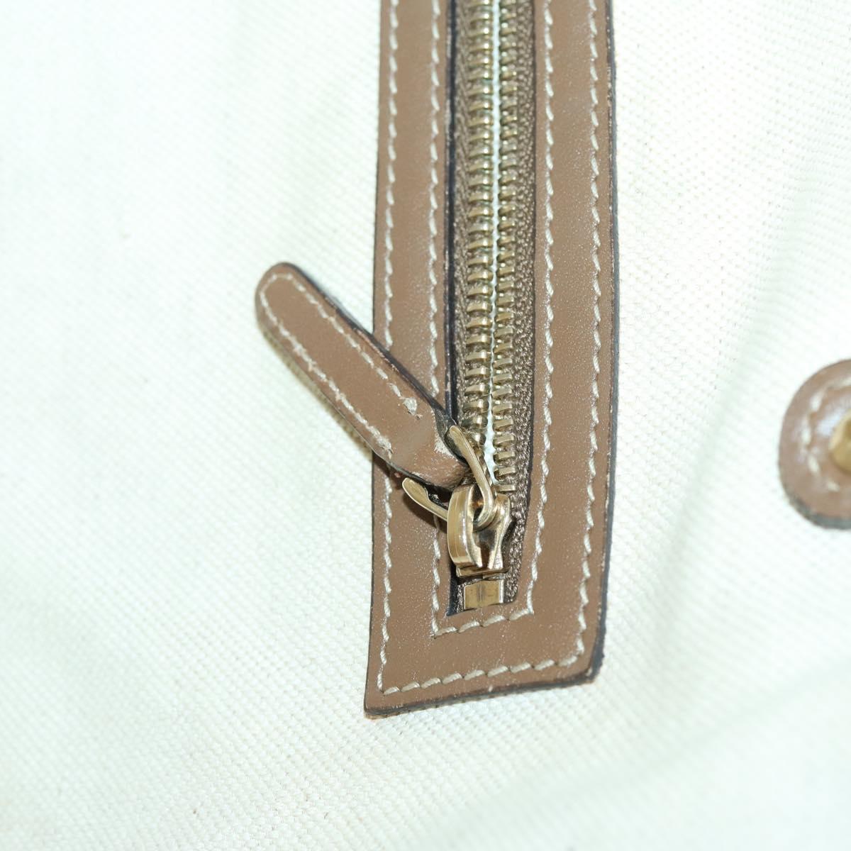 GUCCI Flora Tote Bag Canvas Leather White Gold 247209 Auth ep12057