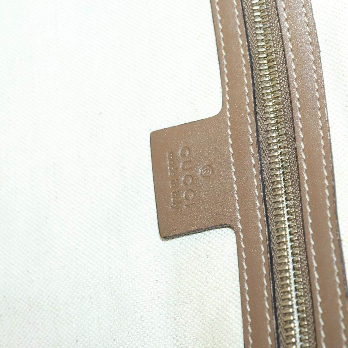 GUCCI Flora Tote Bag Canvas Leather White Gold 247209 Auth ep12057