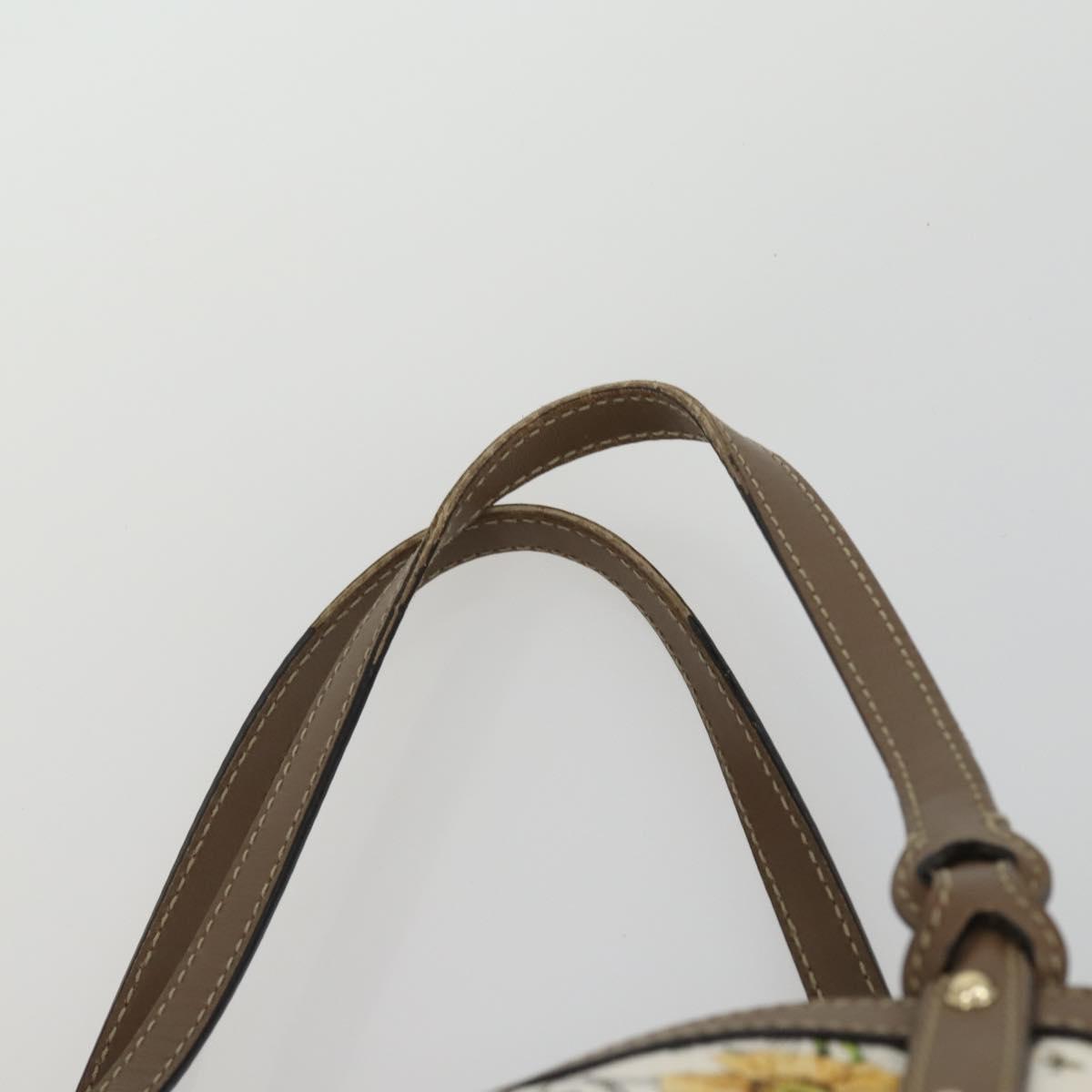 GUCCI Flora Tote Bag Canvas Leather White Gold 247209 Auth ep12057