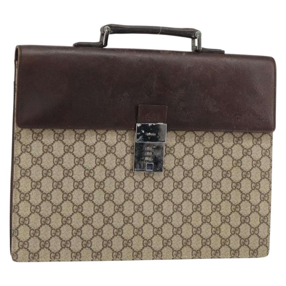 GUCCI GG Supreme Hand Bag PVC Beige Silver 34044 Auth ep12061