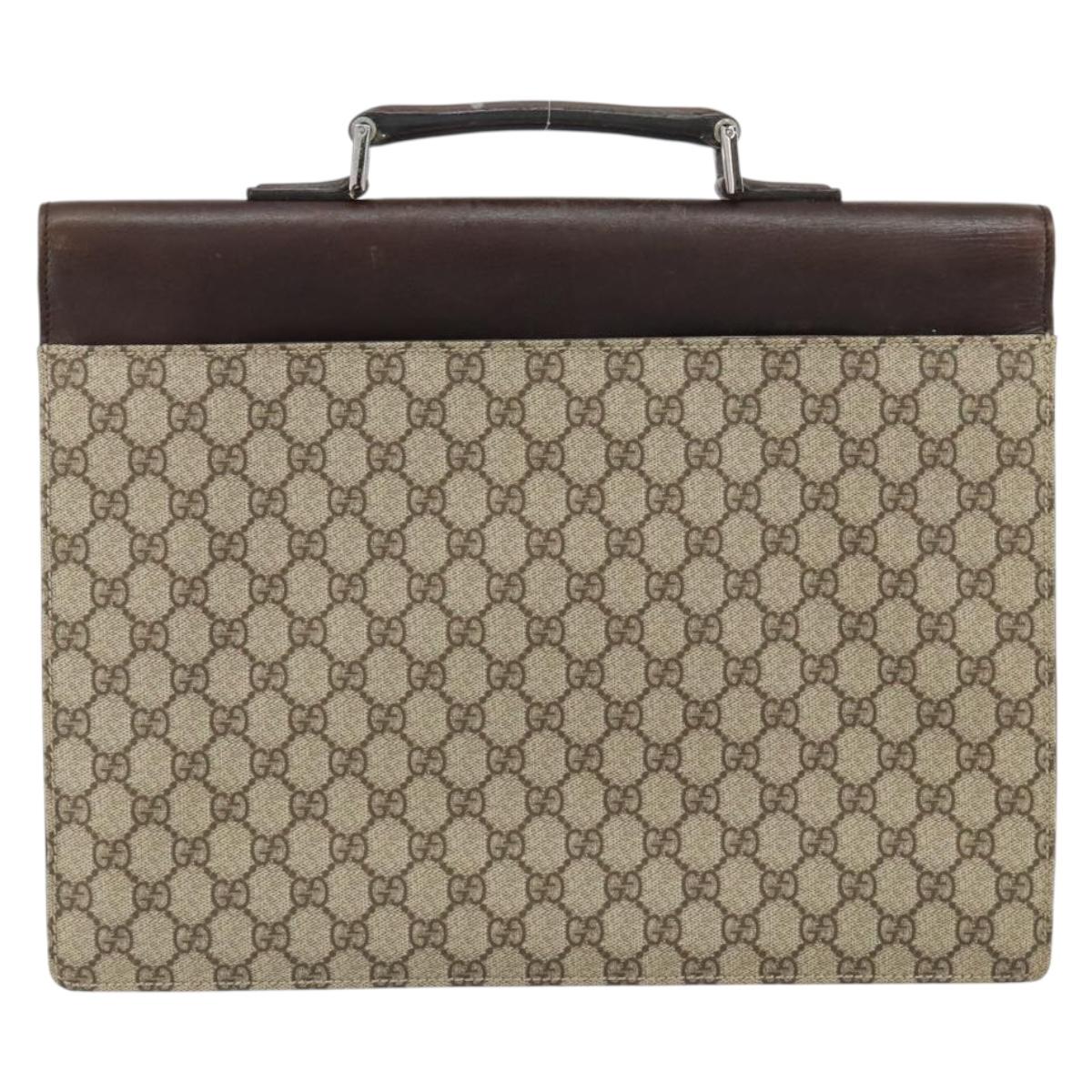 GUCCI GG Supreme Hand Bag PVC Beige Silver 34044 Auth ep12061