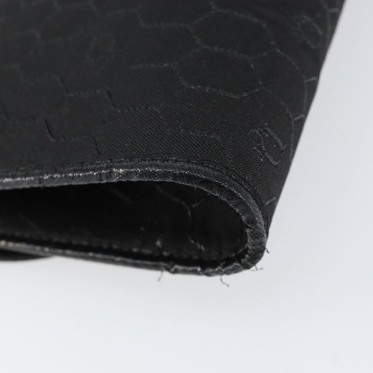 Christian Dior Honeycomb Canvas Chain Shoulder Bag Black Gold Auth ep12064