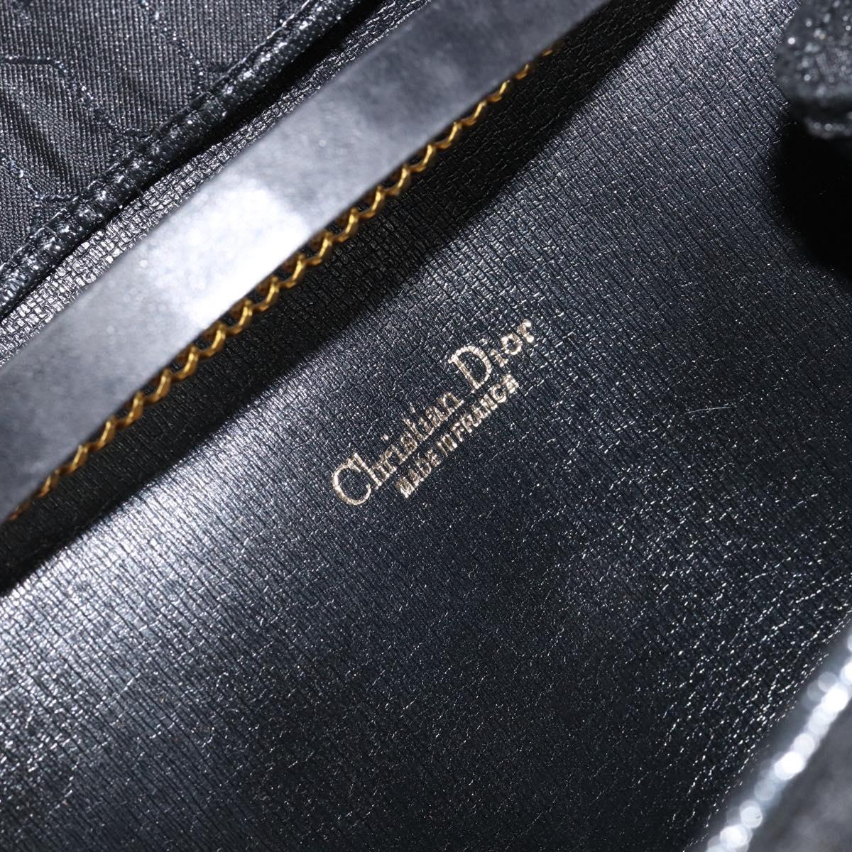 Christian Dior Honeycomb Canvas Chain Shoulder Bag Black Gold Auth ep12064