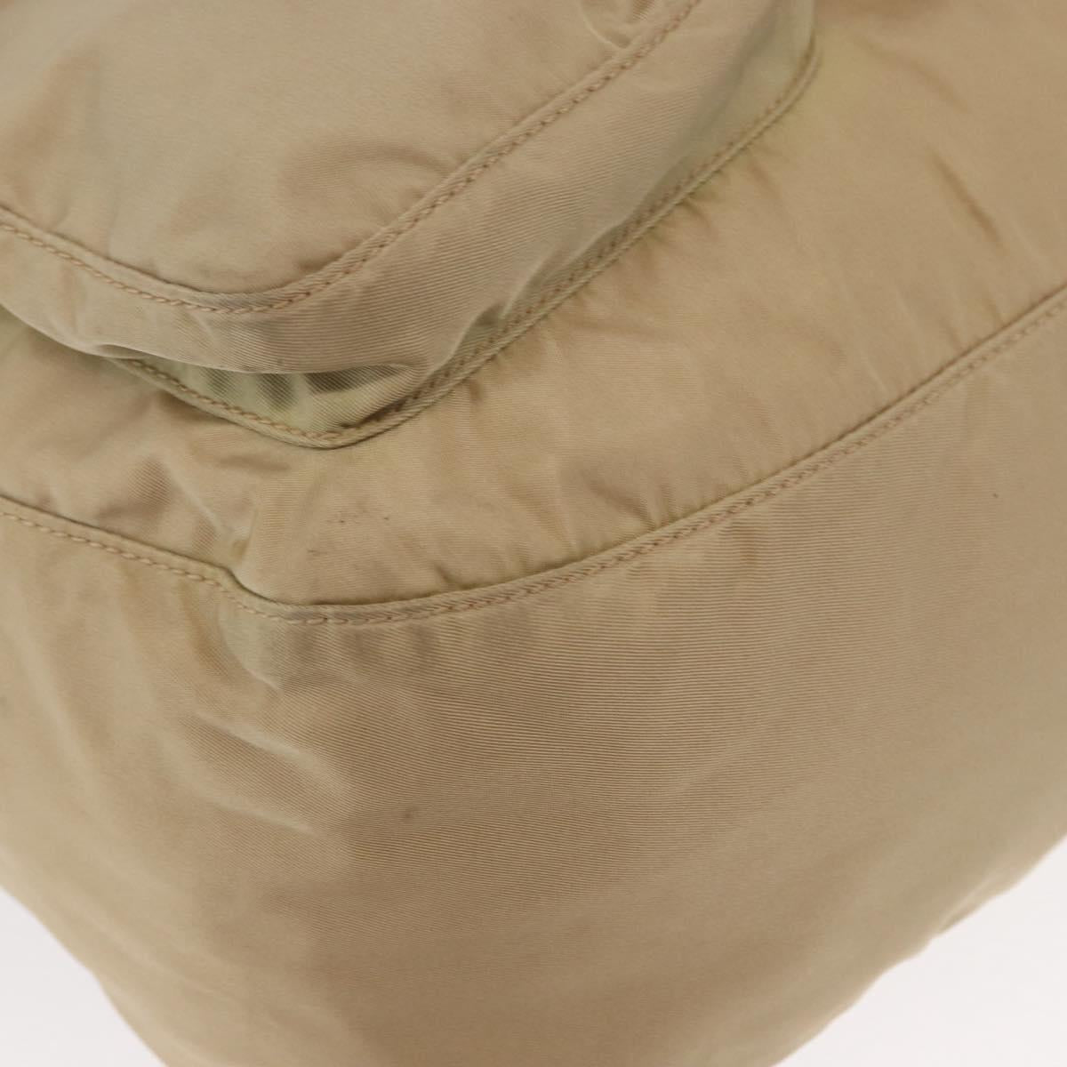 PRADA Shoulder Bag Nylon Beige Silver Auth ep12067