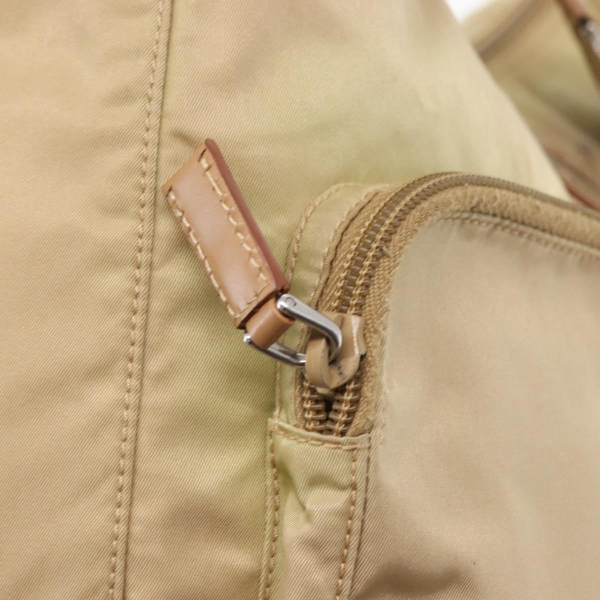 PRADA Shoulder Bag Nylon Beige Silver Auth ep12067