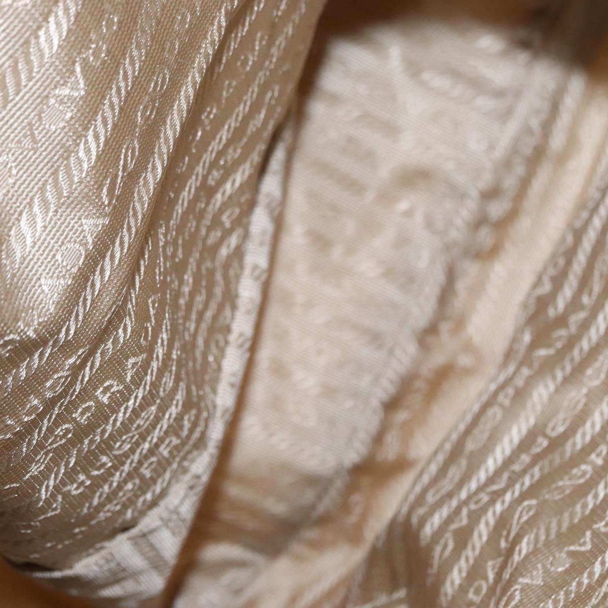 PRADA Shoulder Bag Nylon Beige Silver Auth ep12067