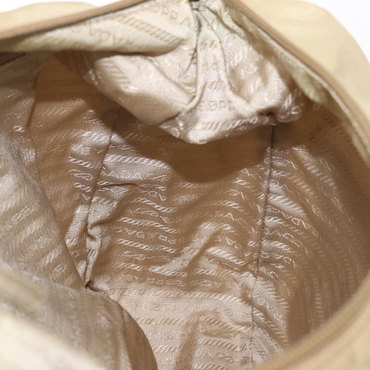 PRADA Shoulder Bag Nylon Beige Silver Auth ep12067