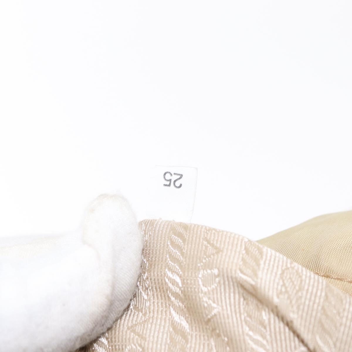 PRADA Shoulder Bag Nylon Beige Silver Auth ep12067