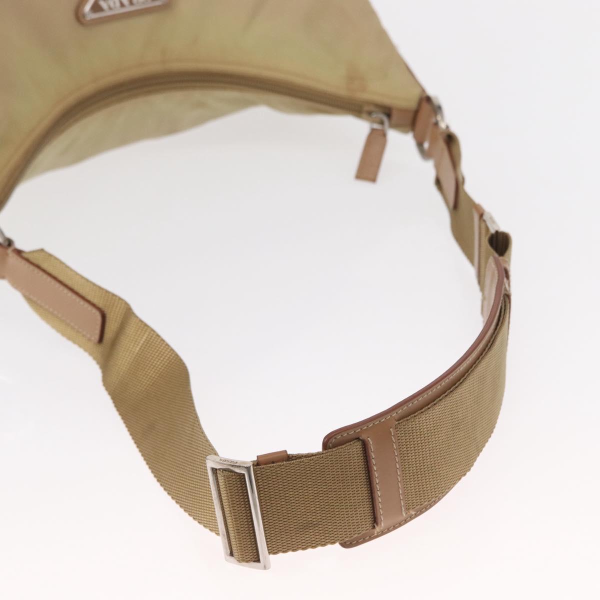 PRADA Shoulder Bag Nylon Beige Silver Auth ep12067