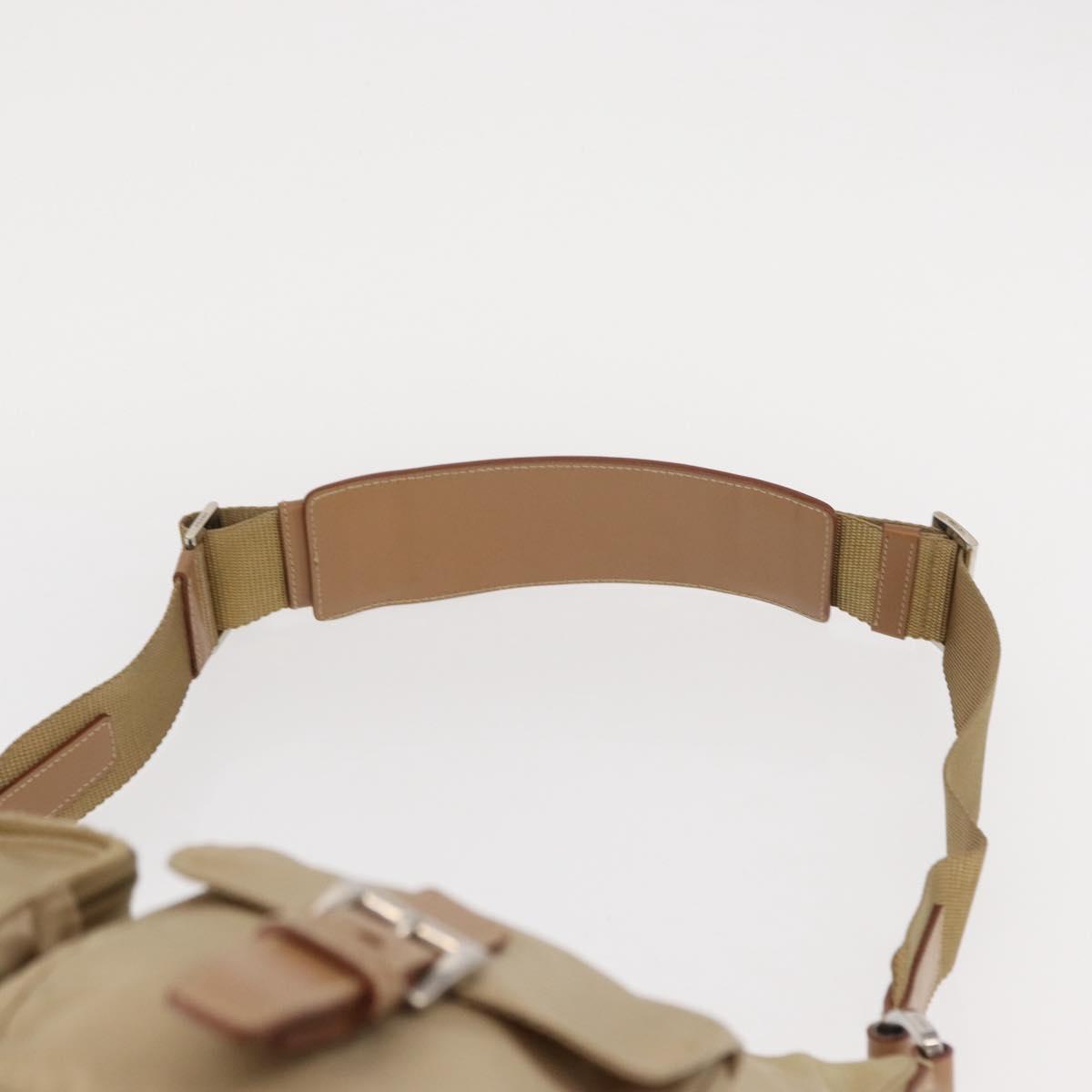 PRADA Shoulder Bag Nylon Beige Silver Auth ep12067