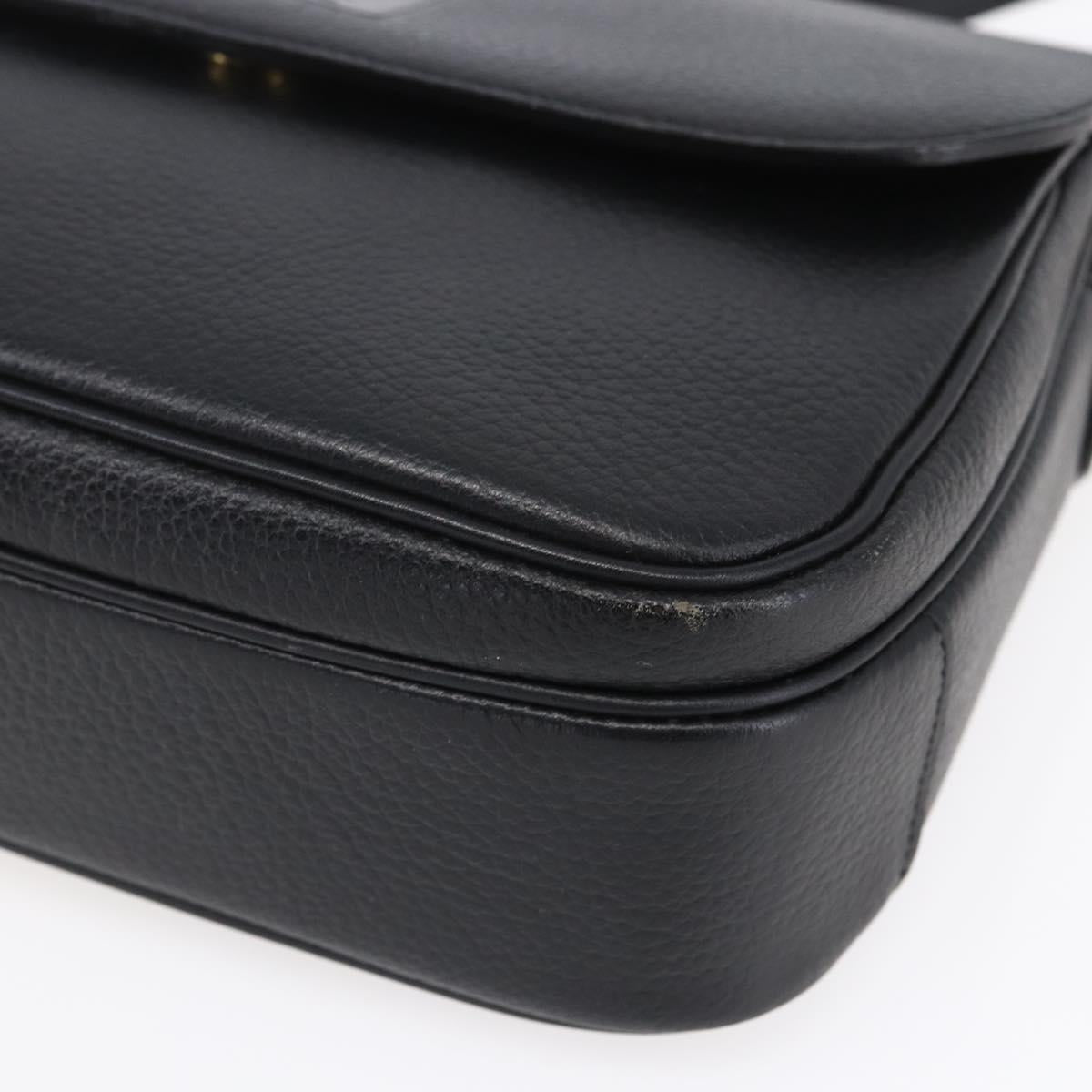 Burberrys Shoulder Bag Leather Black Gold Auth ep12073