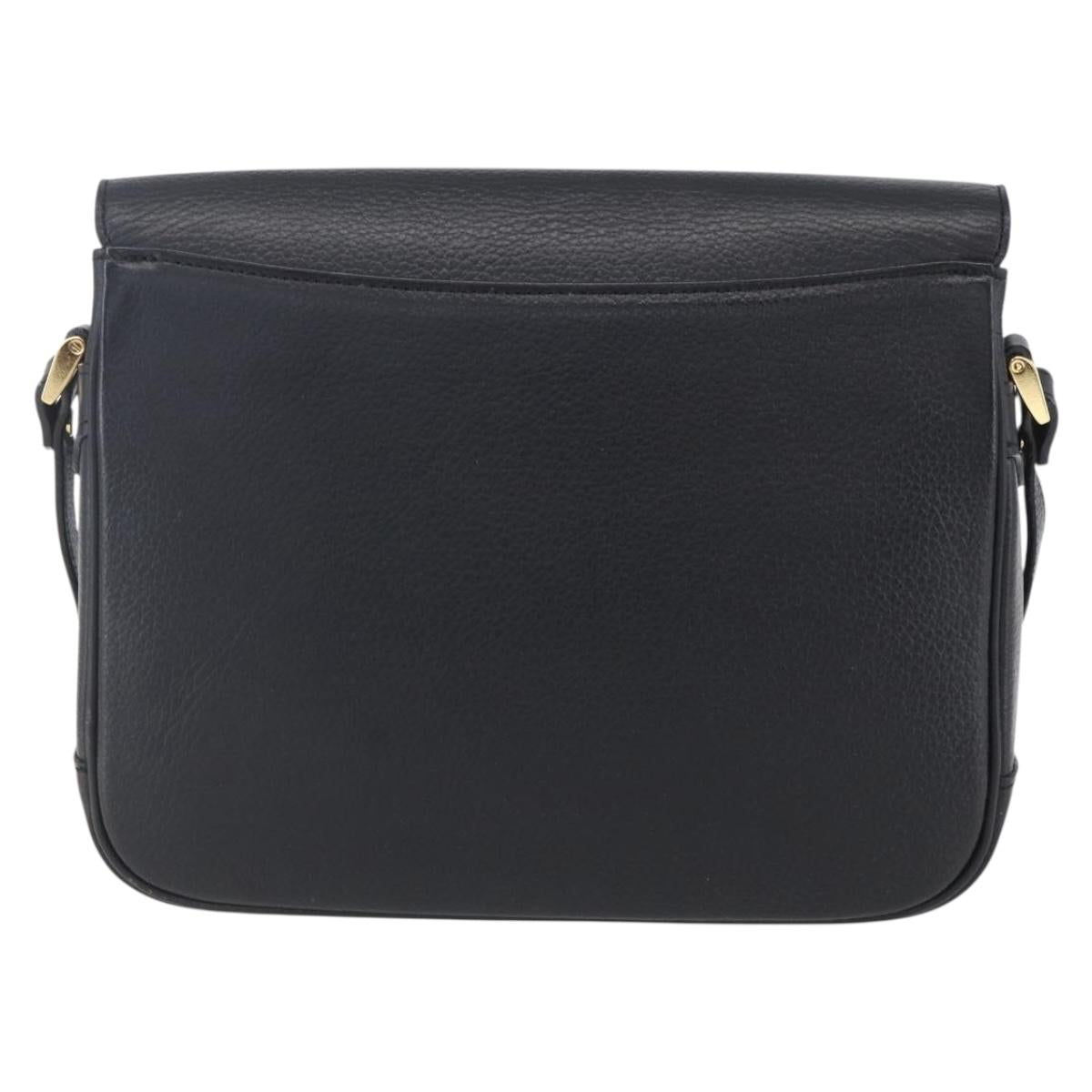 Burberrys Shoulder Bag Leather Black Gold Auth ep12073