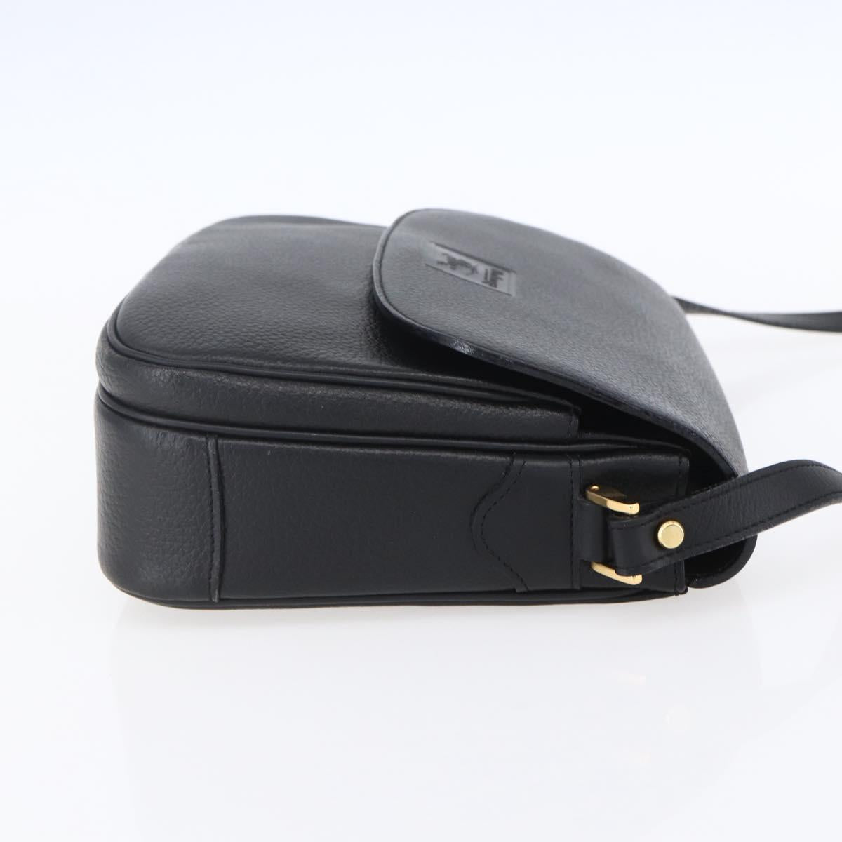 Burberrys Shoulder Bag Leather Black Gold Auth ep12073