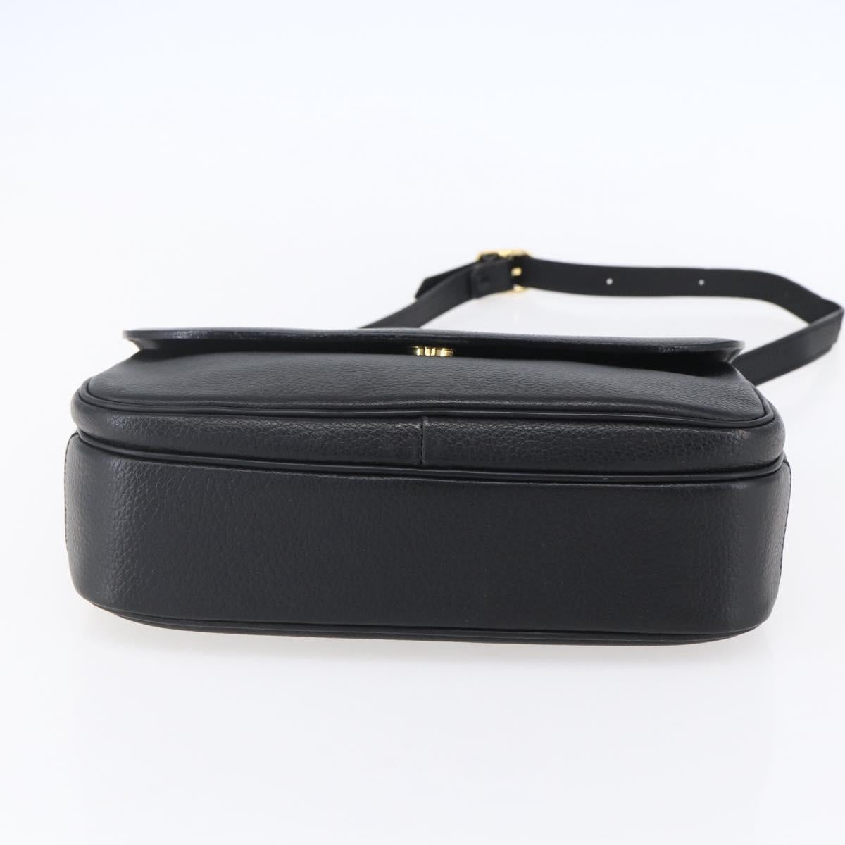 Burberrys Shoulder Bag Leather Black Gold Auth ep12073