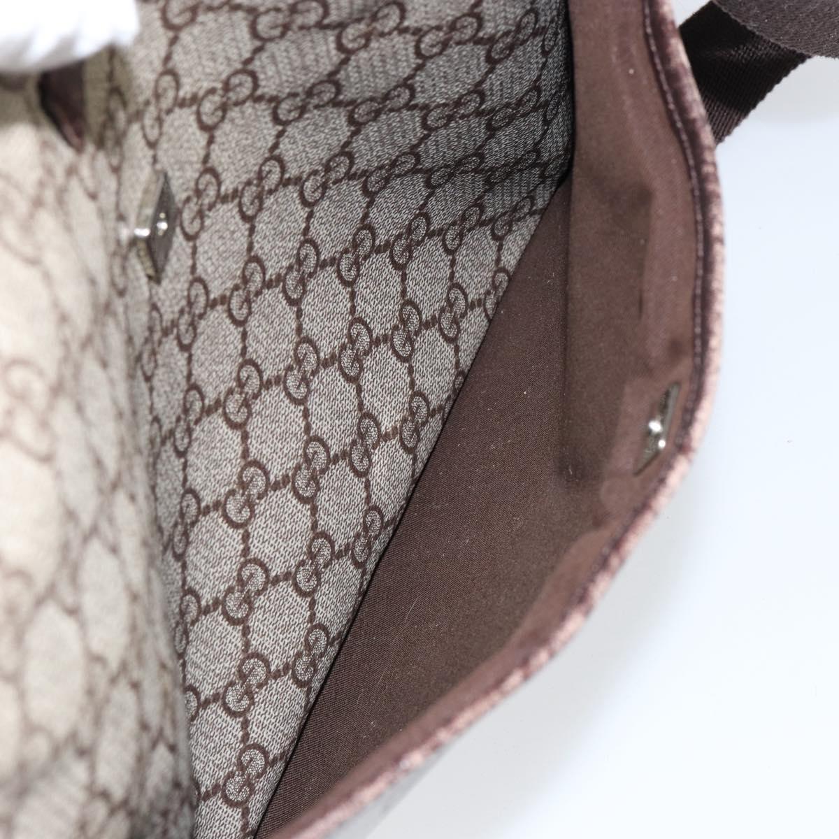 GUCCI GG Supreme Shoulder Bag PVC Beige Silver 141626 Auth ep12076