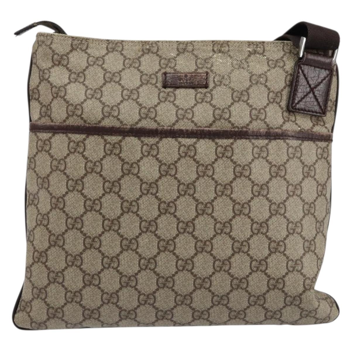 GUCCI GG Supreme Shoulder Bag PVC Beige Silver 141626 Auth ep12076