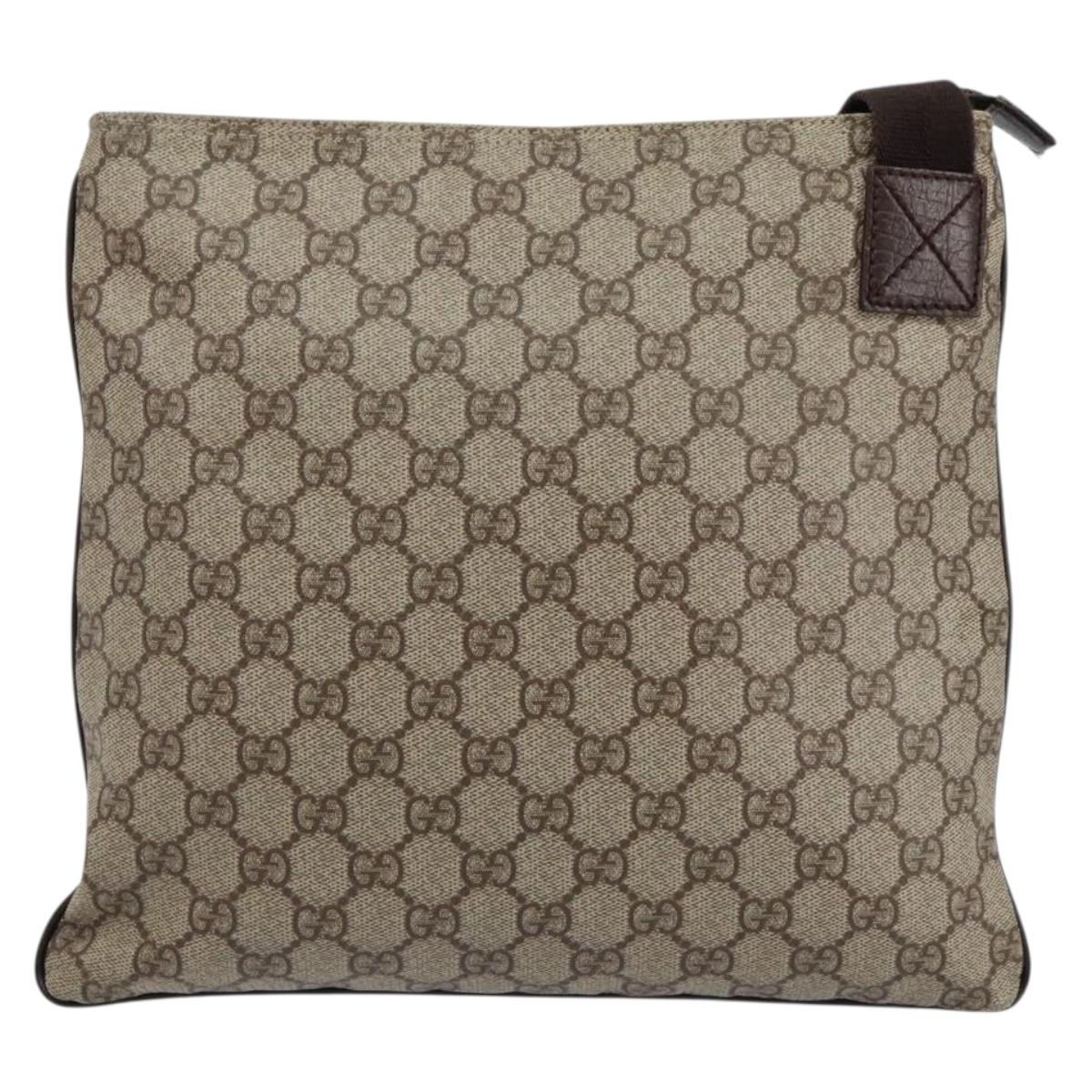 GUCCI GG Supreme Shoulder Bag PVC Beige Silver 141626 Auth ep12076