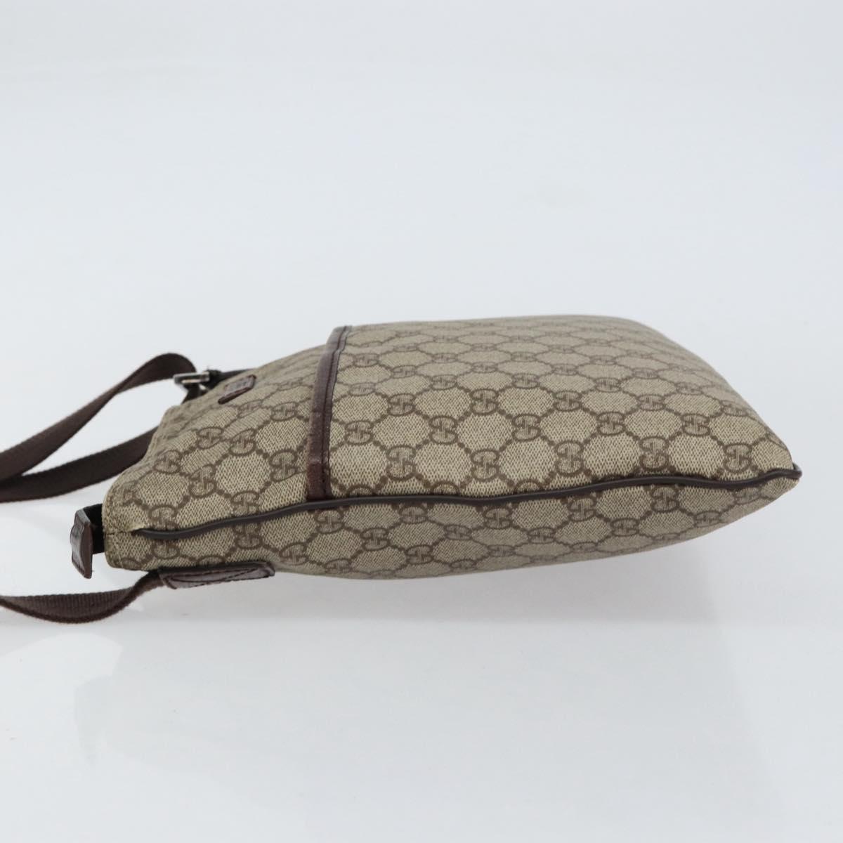 GUCCI GG Supreme Shoulder Bag PVC Beige Silver 141626 Auth ep12076